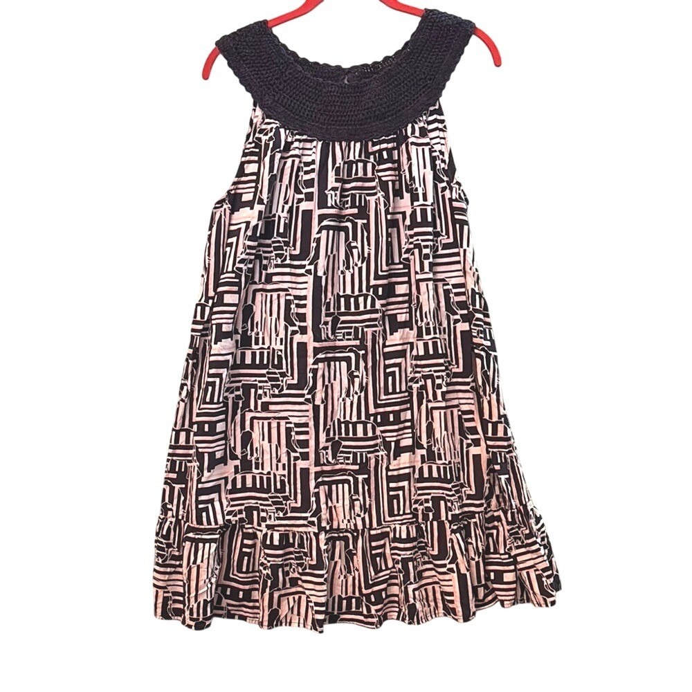 Crown & Ivy Navy Blue/Black/Pink Women's Dress Size Medium